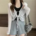 H & H🌞"Ready to send" long-sleeved cardigan with unique drawstring details (12336). 