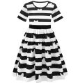 Cartoon Girls Princess Clothing Rainbow Print Cat Striped Dress With Headband Halloween Cosplay Birthday Party Clothes 3-8 Year.