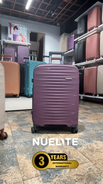 NUELITE Stansted 20 Inch Cabin Luggage | 8-Wheel Spinner Trolley Bag | TSA Lock, Anti-Theft Zippers, Expandable Hard Shell Polypropylene Suitcase
