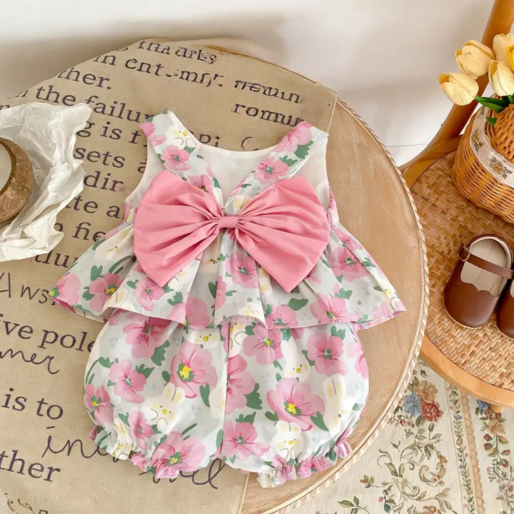 Baby%20Girl%20Set%20Summer%20Full%20Print%20Flower%20Top%20Shorts%20Children's%20Clothing%20Cute%20Beach%20Baby%20Set%20-%20Image%203