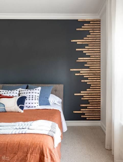 Wall Mounted Wooden Slat Corner Panel Wall Decor Interior Style Design ...