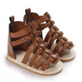 Brown Summer 0-18M Newborn Sandals Cute Bow Soft  Sole Anti Slip Breathable Baby's First Pair Of Walking Shoes. 