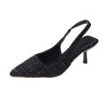 Sea Salt Blue Pointed High Heel Sandals for Women Back Hollow Half Headed Single Shoes Fashion Versatile Casual Shoes.