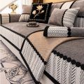 Contrast Hem Twill Chenille Sofa Cover for All Seasons Living Room Non-slip Sofa Seat Cover Couch Slipcover, Sofa Towel. 