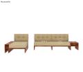 Cortez L-Shaped Wooden Sofa with Side Storage Drawer(Honey Finish). 