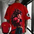 Dragon Ball Anime Oversized Cotton T-shirt 2026 Summer New Vegeta Super Saiyan 4 Printed Men's Street Hip Hop Loose Casual Top. 
