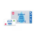 Johnson's Baby Soap 6x125g Pack (5+1 Extra Value) – Gentle Care for Soft Baby Skin. 