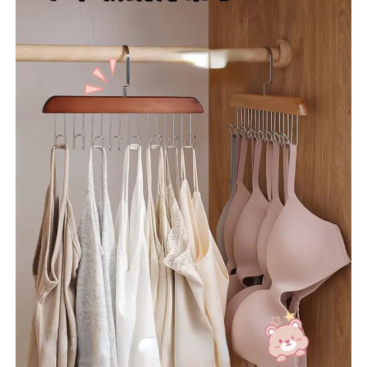 Wooden%20Sling%20Hanger%20Organizer%20with%20Multiple%20Hooks%20for%20Underwear%20Bras%20Vests%20Space-Saving%20Durable%20Storage%20Rack%20Hangers%20for%20Clothes%20-%20Image%203