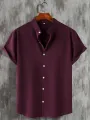 Summer Fashion Men's Short Sleeve Button Down Henley Shirts Casual Solid Beach Shirt. 