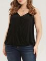 Women's V Neck Top Fashion Plus Size 1XL-5XL Summer Solid Cross Connection Tank Top Ladies Casual Sleeveless.