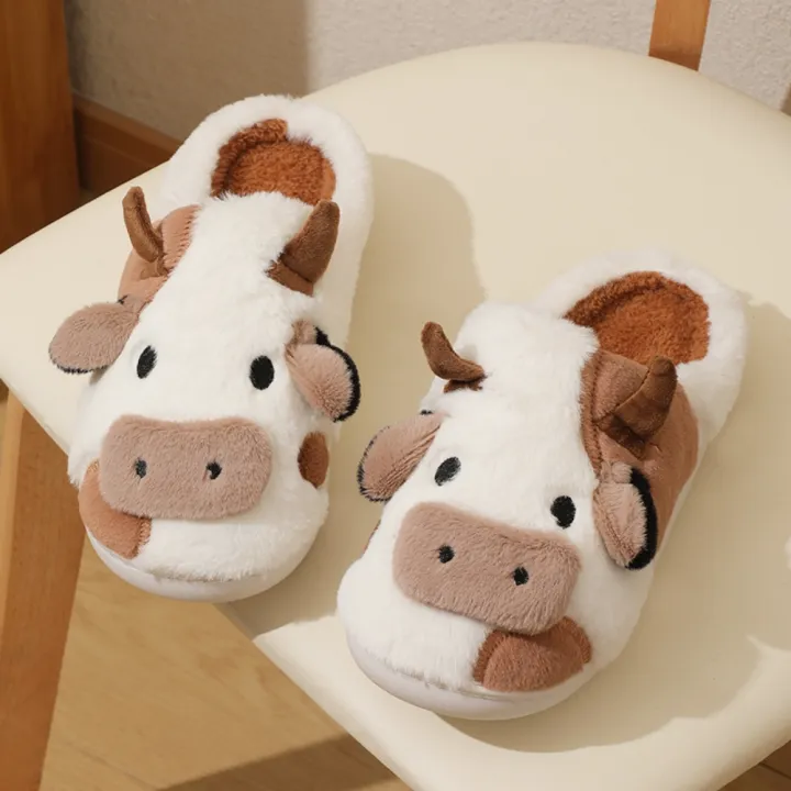 New%20Winter%20Unisex%20Cartoon%20Cow%20Warm%20Plush%20Slippers%20Couple's%20Indoor%20Non-slip%20House%20Slides%20Men%20And%20Women%20Toe%20Wrap%20Home%20Cotton%20Shoes%20-%20Image%204