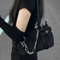 JIOMAY Nylon Luxury Designer Handbags for Women 2024 Spring and Summer Purses Travel Chain Totes Underarm Black Handsome Bags. 