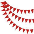Red plastic Triangle Bunting Flags 33ft Solid Color Pennant Garland, Grand Opening Birthday Party Deco, Durable Outdoor String. 