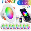 10W Smart LED Downlight Bluetooth Ceiling Light Remote Control RGB Color Changing Recessed Ceiling Lamp for Alexa  Home. 