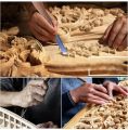 Wood Carving Tools, 12PCS Woodworking Carpentry Gouges Hand Chisel Tool with Wooden Handles and Storage Pouch for Beginners Hobbyists Professionals. 