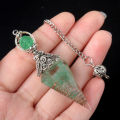Natural Crystal Agates Pendulum Ornament Three Phases Hexagonal Cone Charms Pendule Quartz Amulet Pendulum Divination Healings home decoration item. 
