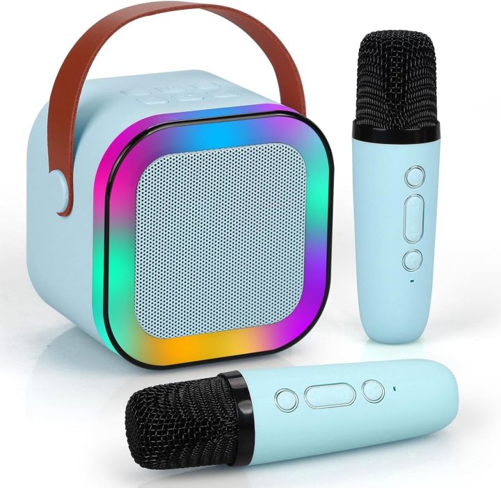 K12%20Kids%20Karaoke%20Microphone%20double%20speaker%20Machine%20Bluetooth-Compatible%20Wireless%20Karaoke%20Mic%20Speaker%20with%20RGB%20Light%20for%20Kids%20Toddler,Gifts%20for%20Girls%20and%20Boys%20Birthday%20(Blue%20&%20Pink)%20-%20Image%202