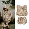 Organic Cotton Baby Girl Summer Clothes 2Pcs Floral Kids Dresses + Shorts Newborn Baby Girl Outfit. 
