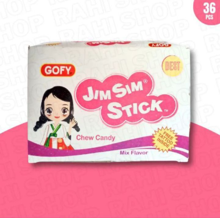 Original Gofy Jim Sim Gluco Sticks Chew Candy Free Tatto Inside ( Pack Of 36 Pcs)