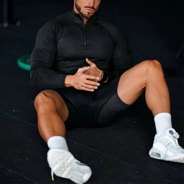 Fitness%20Compression%20Sport%20T-Shirt%20Gym%20Running%20Exercise%20Elastic%20Long%20Sleeves%20Sweatshirt%20Half%20Zip%20High%20Neck%20Tops%20Men%20Tight%20T-Shirt%20-%20Image%204