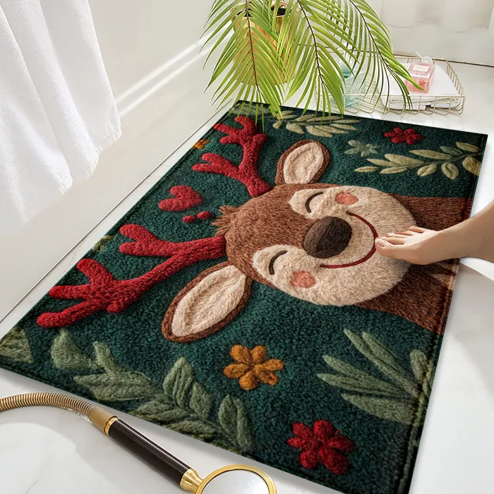 1pc%20Fluffy%20Christmas%20Deer%20Microfiber%20Bath%20Mat%20-%20Quick-Dry%20&%20Absorbent,%20Festive%20Holiday%20Design%20with%20Red%20Berries%20&%20Green%20Leaves%20-%20Image%205