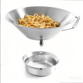 French Fries Oil Strainer 304 Stainless Steel Grease Funnel Food Draining Bowl with Oil Catcher for Home Kitchen Commercial. 