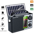 Portable FM AM SW Radio Rechargeable Outdoor Solar Full Band High Sensitivity Radio Receiver with LED Lighting Bluetooth Speaker. 