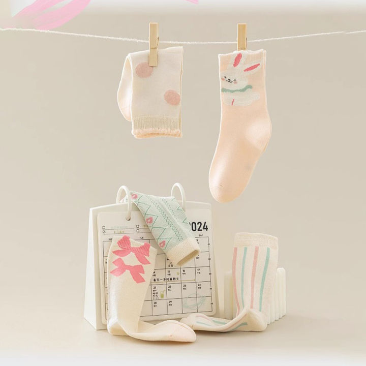 5%20Pairs%20Children's%20Socks%20for%20Girls,%20Sweet%20Cute%20Cartoon%20Rabbit%20Girl's%20Casual%20Socks%20(Autumn%20&%20Spring)%20-%20Image%203