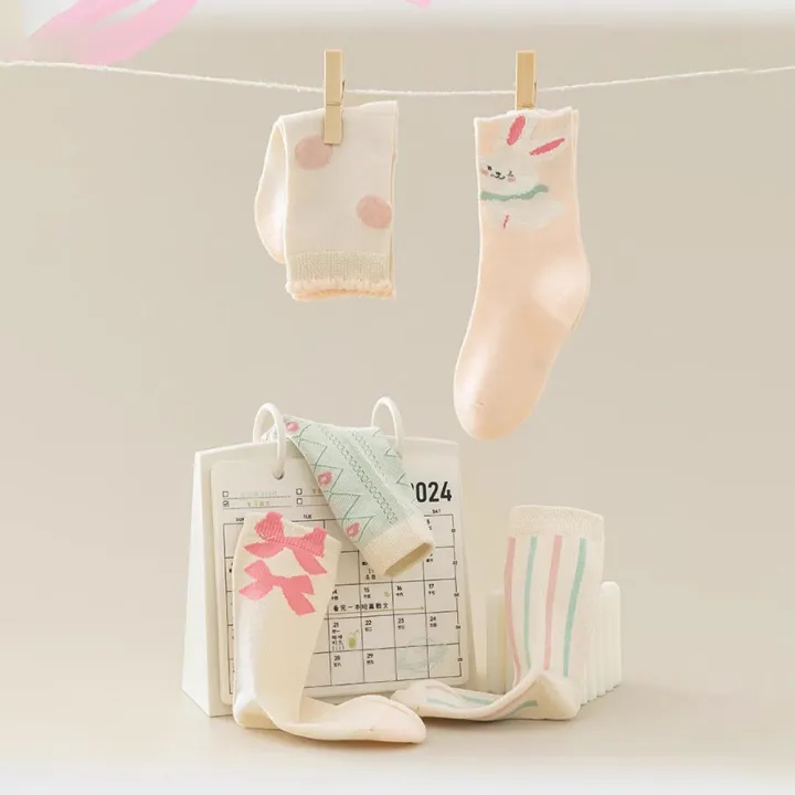 5%20Pairs%20Children's%20Socks%20for%20Girls,%20Sweet%20Cute%20Cartoon%20Rabbit%20Girl's%20Casual%20Socks%20(Autumn%20&%20Spring)%20-%20Image%203
