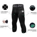 Mens Compression Pants 3/4 Capri Running Leggings Cool Dry Workout Athletic Gym Tights Bottom with Pockets. 