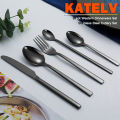 Western Tableware Black Dinnerware Set 6 Pieces Cutlery Set Stainless Steel Knife Fork IceTea Spoon Party Classic Silverware Set. 