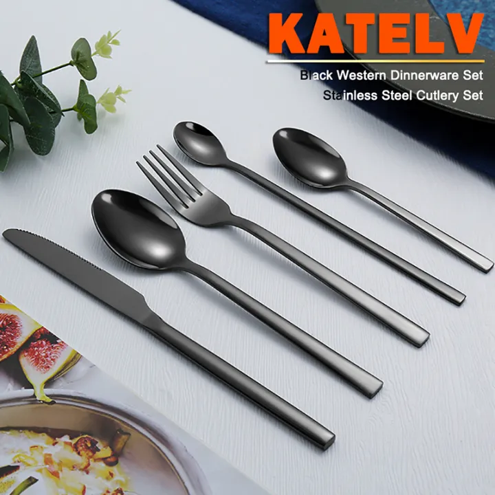 Western%20Tableware%20Black%20Dinnerware%20Set%206%20Pieces%20Cutlery%20Set%20Stainless%20Steel%20Knife%20Fork%20IceTea%20Spoon%20Party%20Classic%20Silverware%20Set%20-%20Image%202