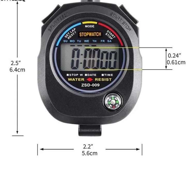 Digital Sports alarm clock ZSD-009 compass ready to ship waterproof digital LCD stopwatch stop watch