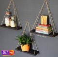 3 Pcs Black Wooden Floating Wall Shelf| Wall Mount| Wall Rack| Wall Bracket for Home and Office Decor | Big Mounted Cabinets.