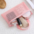 Pink Mesh Multi-Pocket Mini Makeup Bag Swimming Bag Portable Travel Storage Bag Portable Bath Bag Beach Bag One Pack.