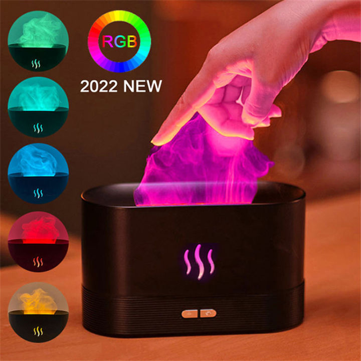 USB Simulation Flame Night Light with Water Tank Humidifier Aroma