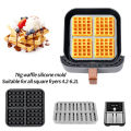 Square Air Fryer Silicone Biscuit Mold Set Silica Gel Reusable Waffle Making Mold Non-stick Baking Tray Kitchen Supplies. 