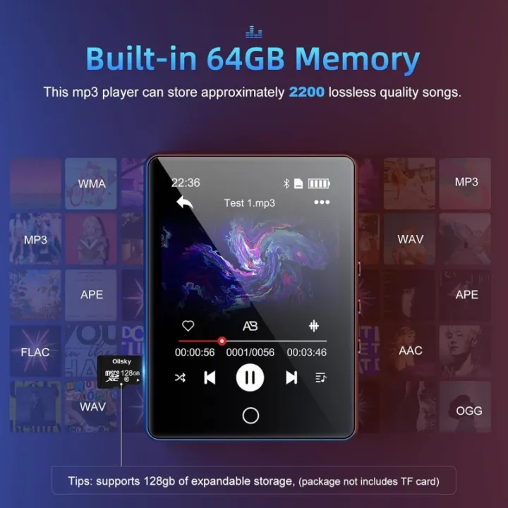 Oilsky-D26%2064GB%20MP3/MP4%20Player%20Full%20Touch%20Screen%202.8'%20Bluetooth%205.3%20up%20to%20128GB%20Storage%20Portable%20Audio%20Video%20Player%20-%20Image%202