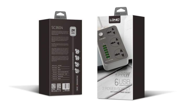 LDNIO 6 usb and 3 Power Cocket Multiplug