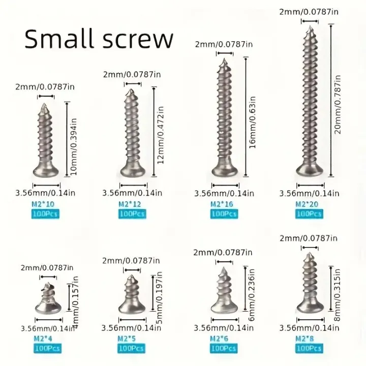 800pcs%20Self%20Tapping%20Wood%20Screws%20Set,%20M2%20Phillips%20Flat%20Head%20Sheet%20Metal%20Screw,%20Self%20Tapping%20Screws%20Assortment%20Kit%20-%20Image%204