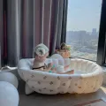 Baby Shower Basin Baby Folding Inflatable Learning Seat Multifunctional Dining Chair Bath Bench Small Sofa Shower Basin Bath Tub. 