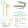 53 PCS Crochet Marker Kit with Large Eye Plastic Needles, Stitch Marker Ring, U Shape Needles, Bow Shape Needles for Beginner. 