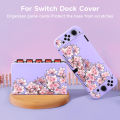 2 Pcs Peach Blossom Powder Theme Pattern Protective Case with Base Cover Set for Switch OLED/Switch NS, Can Store 5 Game Cards.