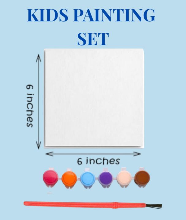Kids Painting Set – 6x6 Inch Canvas | 6 Poster Paints & Paint Brush ...