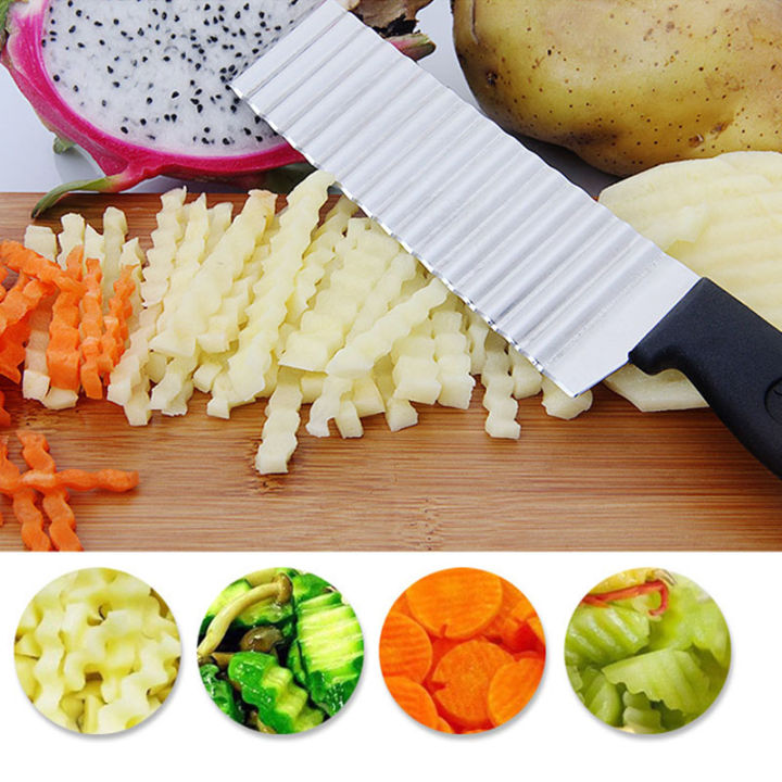 Stainless Steel Potato Chip Slicer Dough Vegetable Fruit Crinkle Wavy