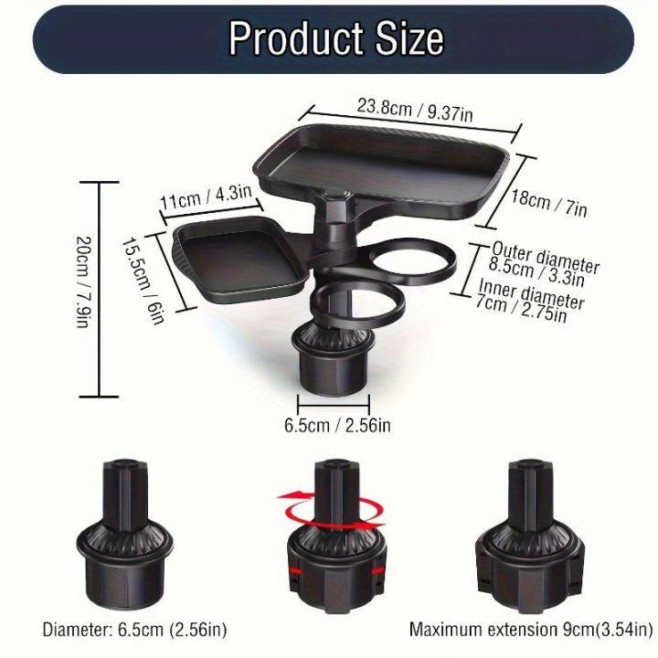 3-in-1%20Detachable%20Car%20Cup%20Holder%20Tray-Expandable%20Food%20Table%20with%20360%C2%B0%20Rotating%20Design,Sturdy%20Base%20for%20Long%20Road%20Trips%20Table%20Tray%20-%20Image%202
