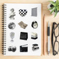 Vintage Black & White Fashion Style Stickers of  61pcs Vinyl Decal Merchandise Laptop Stickers for Laptops, Computers. 