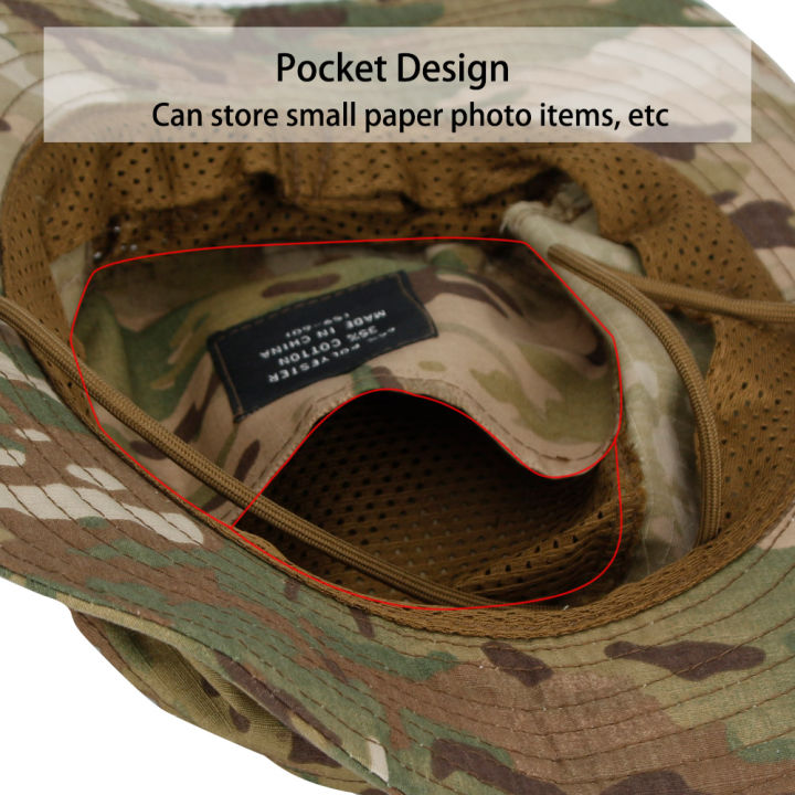 1pc/5pcs%20Camo%20Boonie%20Hat%20Sunscreen%20Breathable%20Bucket%20Hat%20Men's%20Outdoor%20Hiking%20Hunting%20Fishing%20Windproof%20Fisherman's%20Hat%20-%20Image%203