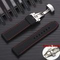 20mm 22mm Premium Silicone Watch Band Butterfly Buckle Waterproof Soft Strap Breathable Strap Replacement Universal Watch.