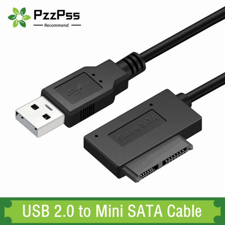 PzzPss USB 2.0 to Mini Sata II 7+6 13Pin Adapter Converter Cable For Laptop CD/DVD ROM Slimline Drive Converter HDD Caddy